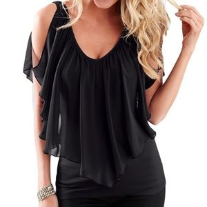 Venus Cold Shoulder Flutter Top